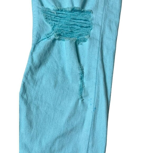 Rag & Bone Dre Capri Distressed Jeans Custom Hand Dye Aqua Blue SZ 4 NWT - Picture 8 of 12
